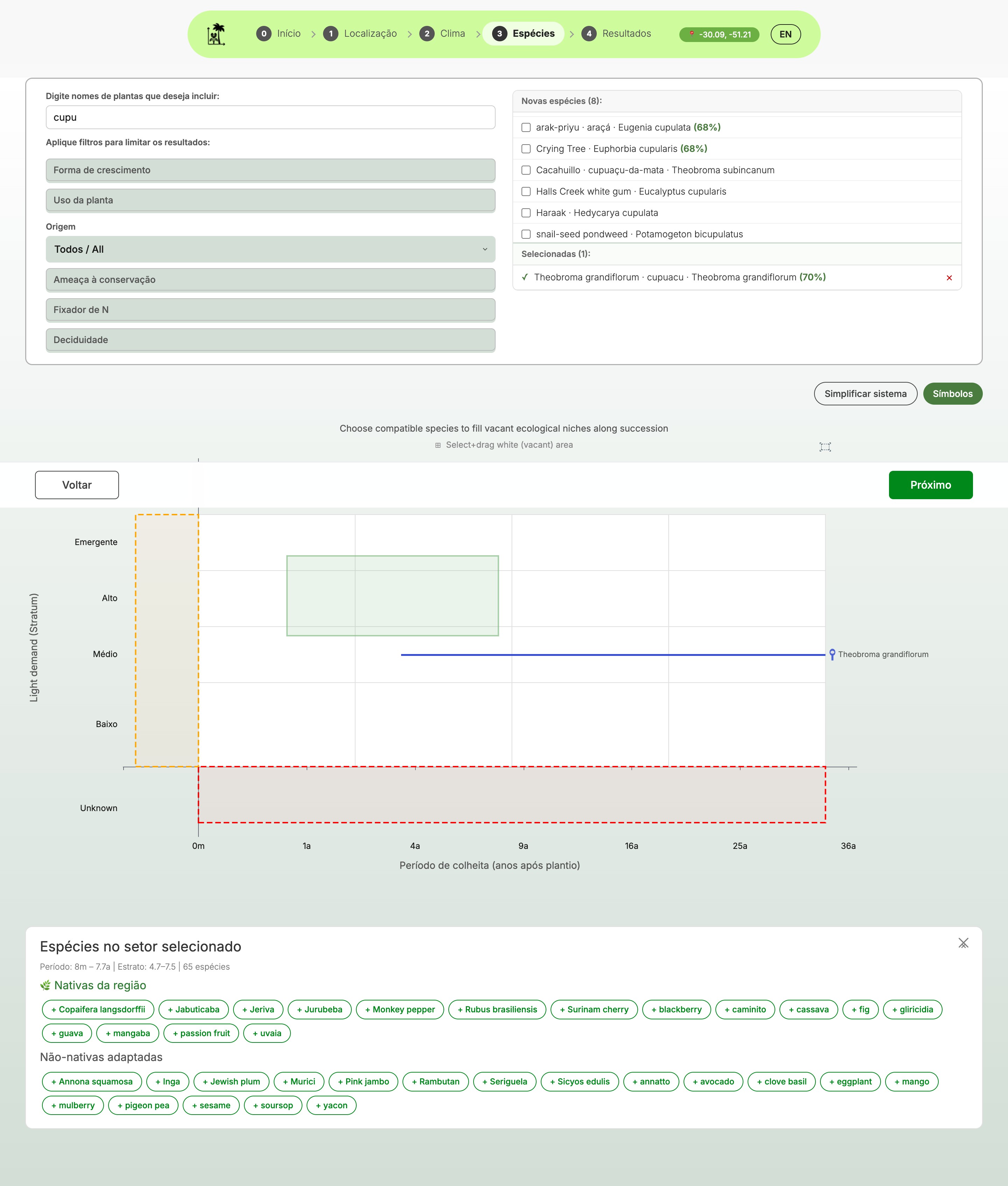 Seleção de espécies com nichos ecológicos